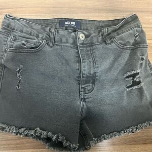 Wax Jean Gray Distressed Jean Shorts